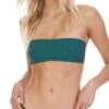 Tori Praver Royale Bandeau Fine Rib Bikini Top In Emerald