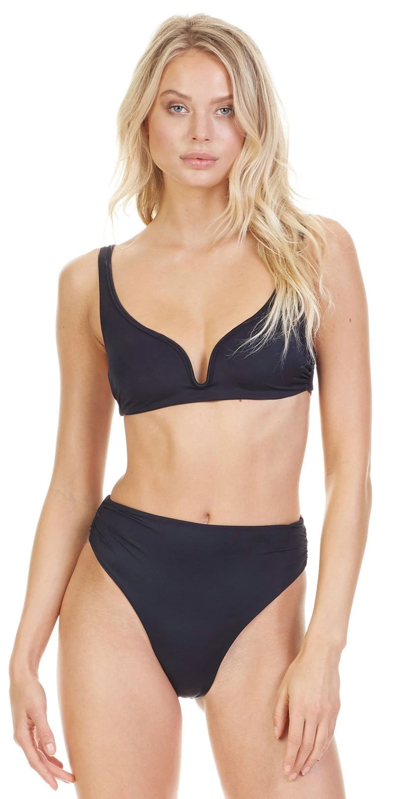 Tori Praver Chloe Plunge Bikini Top In Black - Image 4
