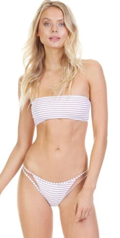 Tori Praver Royale Bandeau Bikini Top In Rose Gold Stripe