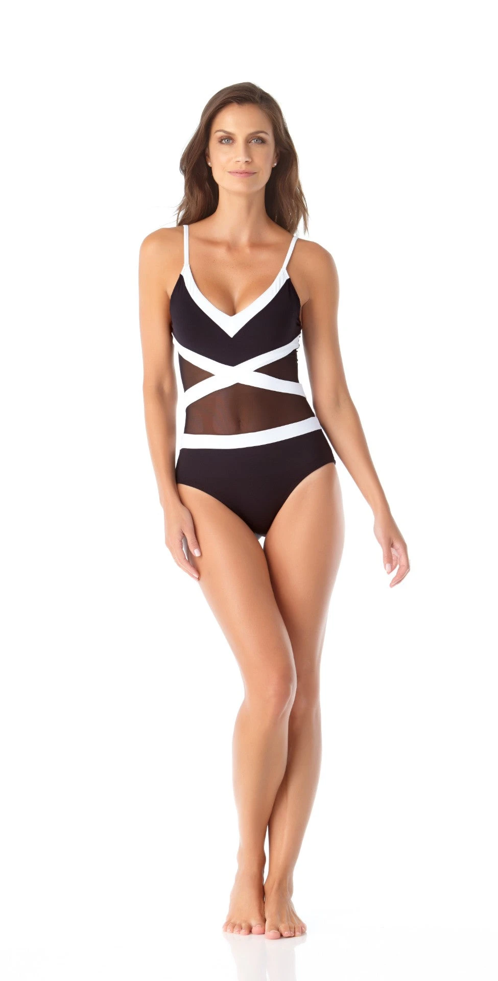 Anne Cole Hot Mesh Spliced Mesh One Piece Swimsuit - Image 5