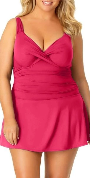 Anne Cole Live In Color One Piece Swim-dress In Berry - Image 3