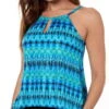Miraclesuit Cabana Chic Blue Peephole Tankini Top
