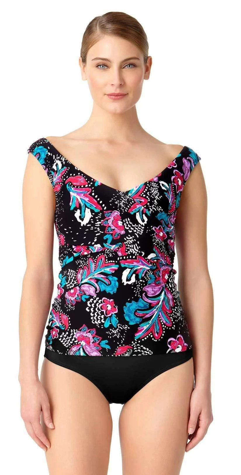 Anne Cole Off The Shoulder Wrap Tankini Top - Image 3