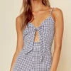 Blue Life Navy Gingham Tied Up Romper R097-7202-NVGNG