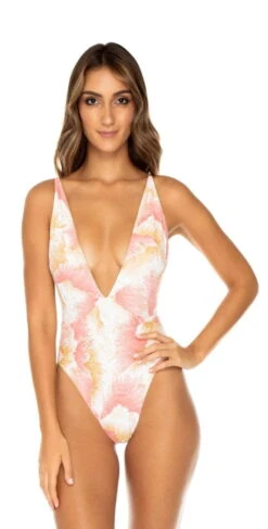 Luli Fama Costa Del Luz Reversible Deep V-Neck One Piece