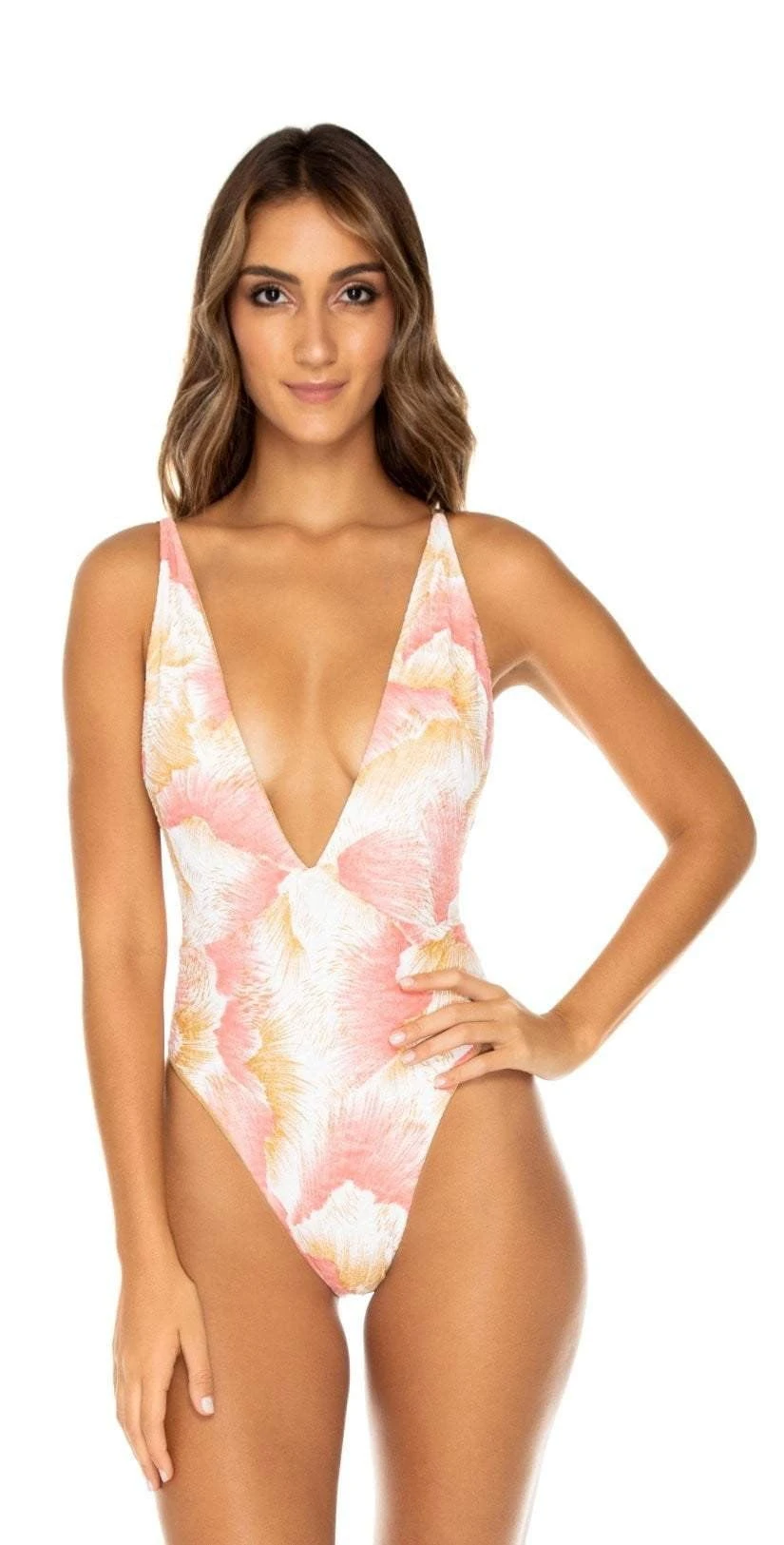 Luli Fama Costa Del Luz Reversible Deep V-Neck One Piece