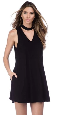 La Blanca Undercover Mock Neck Swing Dress In Black LA8LP31-BLK