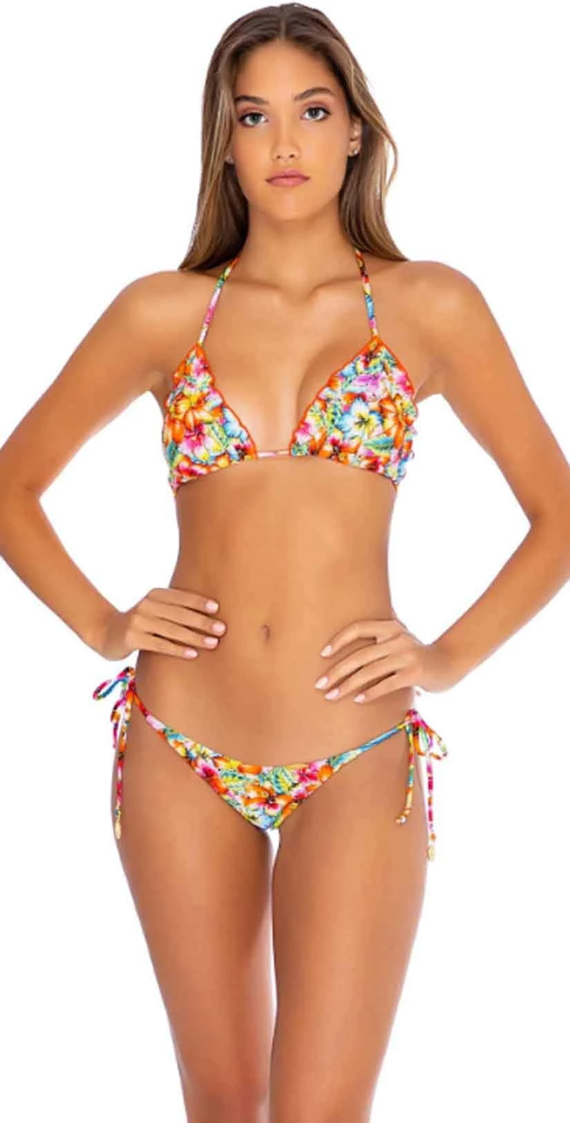 Luli Fama Wildflower Ruffle Triangle Bikini Top