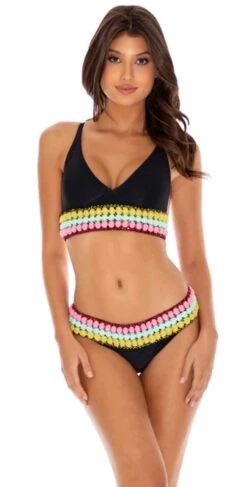 Luli Fama Night Lights Cross Back Bustier Top In Black