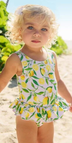Snapperrock Little Girl's Lemon Skirted Swimsuit G13078