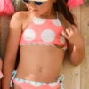 Snapperrock Girl's Neon Coral Spots Halter Bikini Set G15042