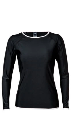 Snapperrock Ladies Black With White Trim Rashguard Top L20002L