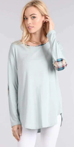 Chris And Carol Elbow Patch Long Sleeve Knit Top 160104T