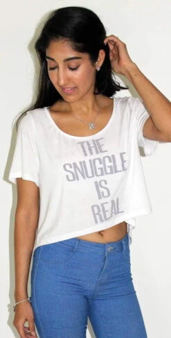 Ete Apparel The Snuggle Is Real Crop Top T Shirt In White 1-13-WHT-TSIR-17-P