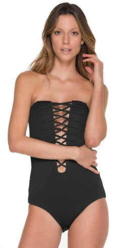 Malai Glam Fishbone One Piece In Black OP0108-BLK