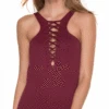 Malai Awe Fishbone High Neck One Piece In Merlot OP0091-MER