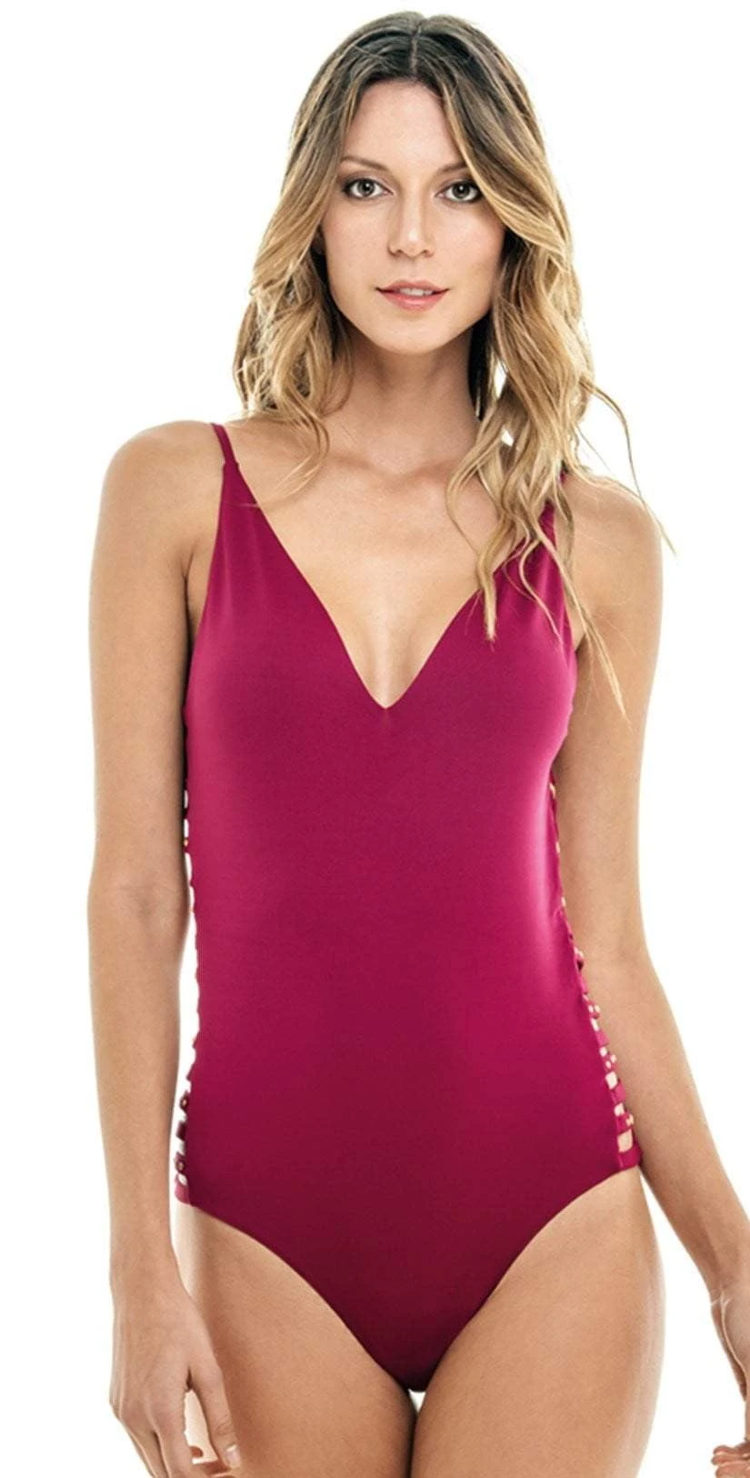 MIlonga Side Cut Out One Piece In Wine 068