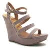 Qupid Shoes Glory Strappy Wedge Sandal In Taupe GLORY-179X TAUPE