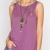 She + Sky Sleeveless Top With Braided Cutout Detail SL5262